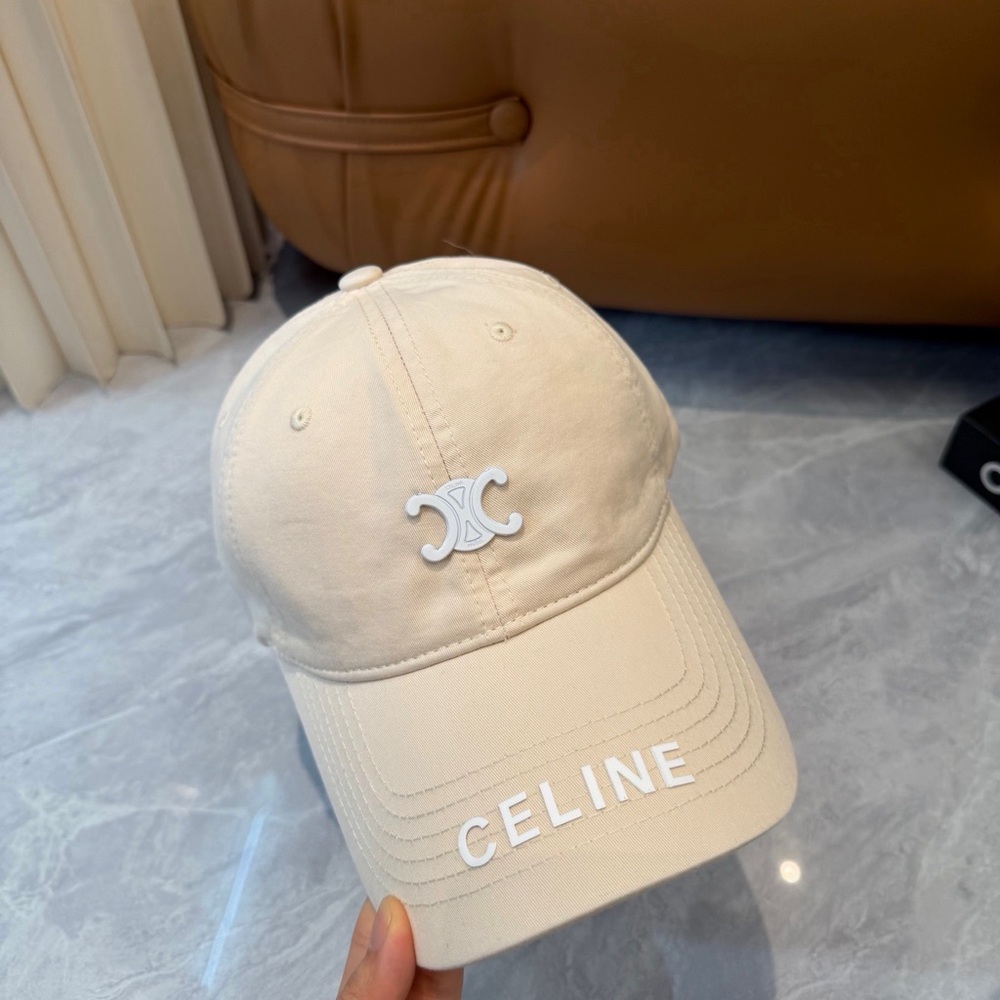 CELINE Cream Logo Baseball Cap